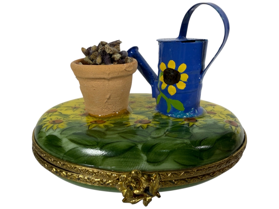  Hand-painted French Limoges Porcelain Trinket Box 2.5'W