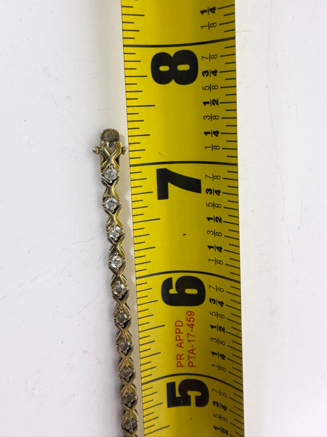 Vintage Sterling Silver Hugs And Kisses XO Tennis Bracelet 7.25'L 12.3g [Photo 6]