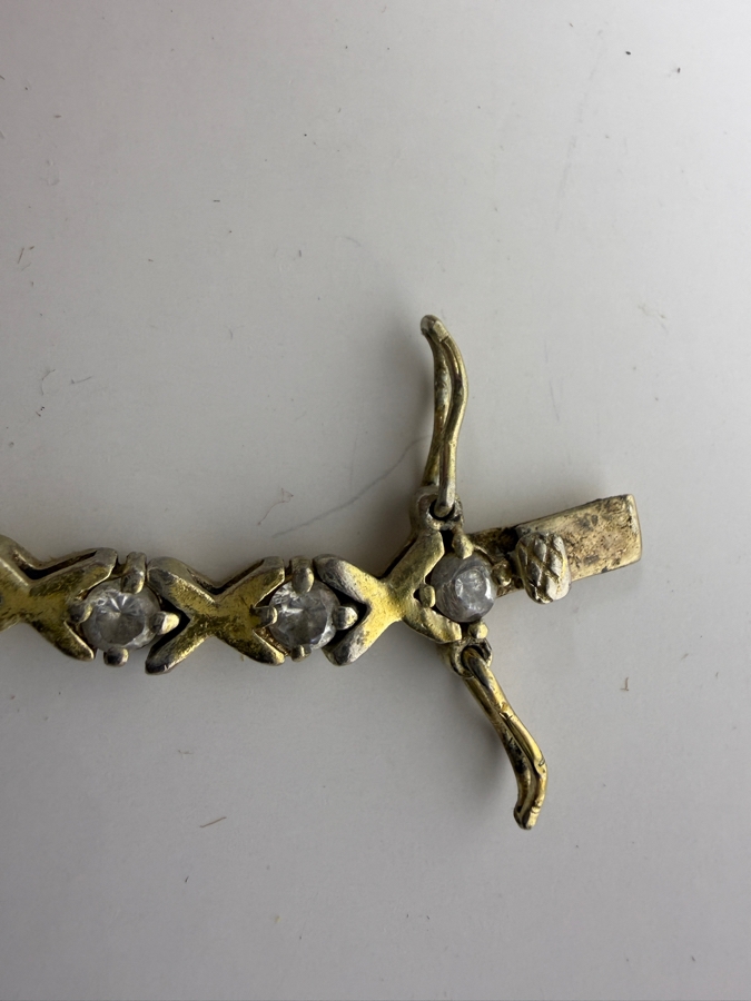 Vintage Sterling Silver Hugs And Kisses XO Tennis Bracelet 7.25'L 12.3g [Photo 3]