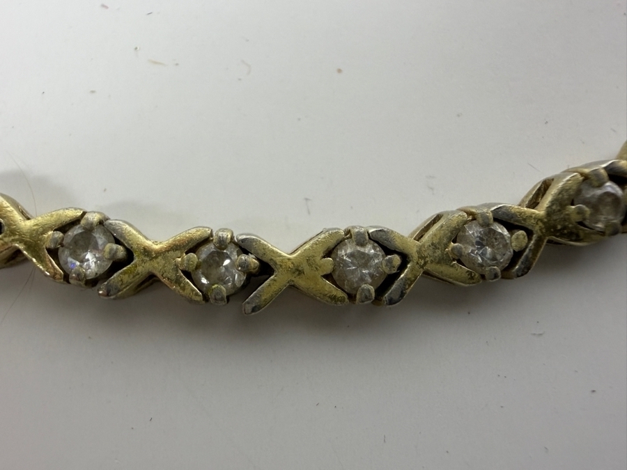 Vintage Sterling Silver Hugs And Kisses XO Tennis Bracelet 7.25'L 12.3g [Photo 2]