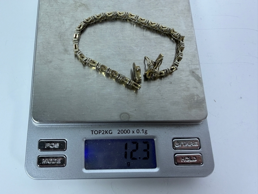 Vintage Sterling Silver Hugs And Kisses XO Tennis Bracelet 7.25'L 12.3g [Photo 7]