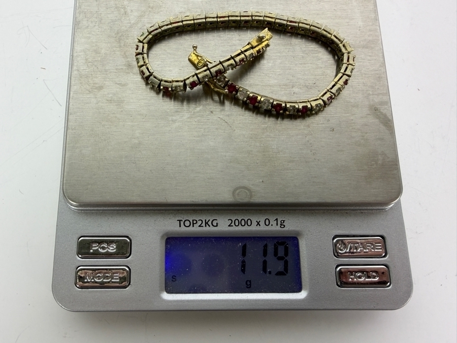 Vintage Sterling Silver Tennis Bracelet 7.25'L 11.9g [Photo 7]