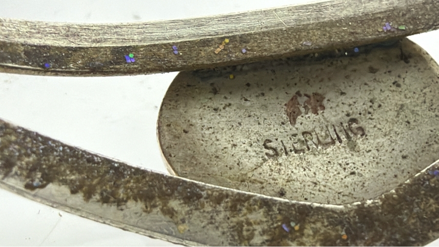 Vintage Native American Sterling Silver and Opal Channel Inlay Cuff Bracelet 2 1/8'W 16.4g [Photo 6]