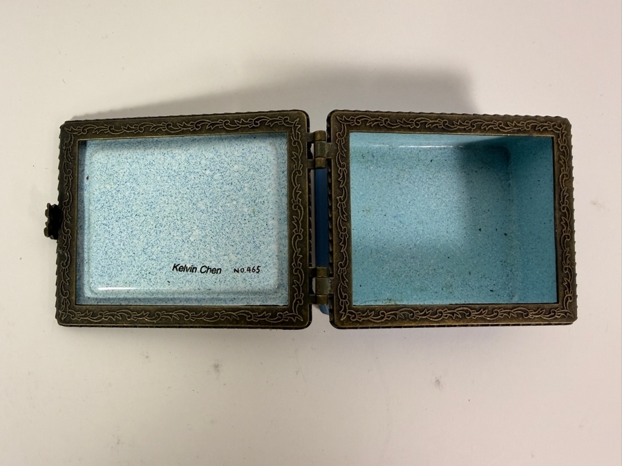 Vintage Kelvin Chen Limited Edition Enameled Copper Trinket Box Featuring a Hand-painted Reproduction of Vincent van Gogh's Bedroom in Arles 3.5W X 2.5D X 1.25H [Photo 4]