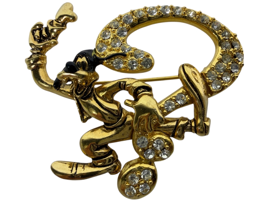 Vintage Disney Napier Goofy Rhinestone Question Mark Brooch Pin