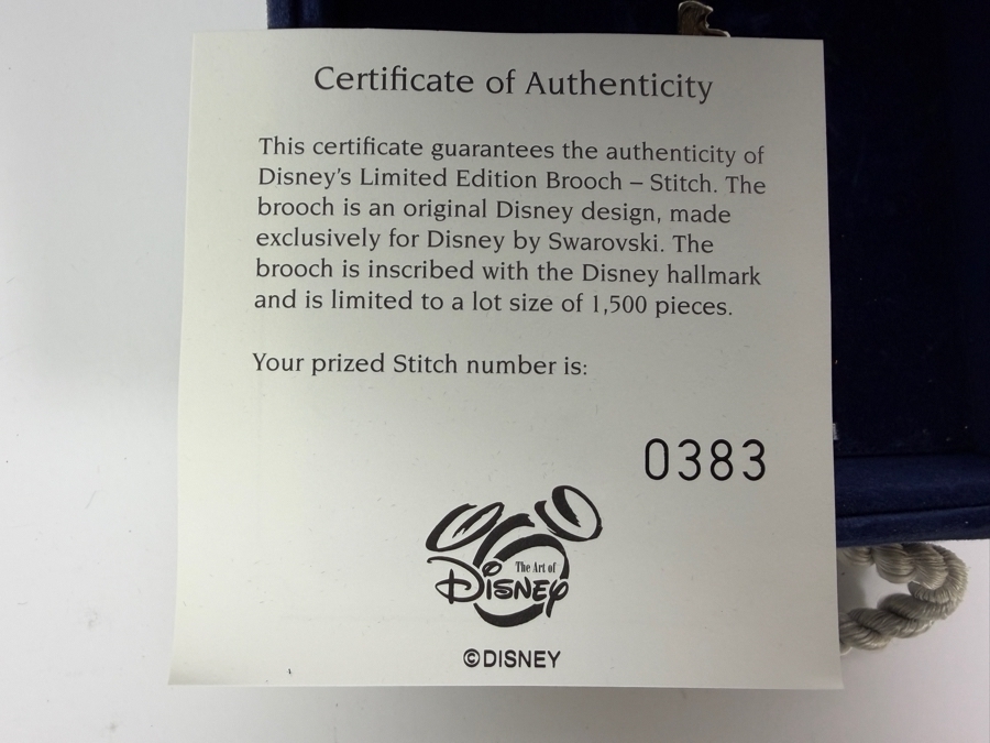 Disney's Swarovski Limited Edition Brooch - Stitch Limited to 1,500 With COA and Original Box [Photo 5]