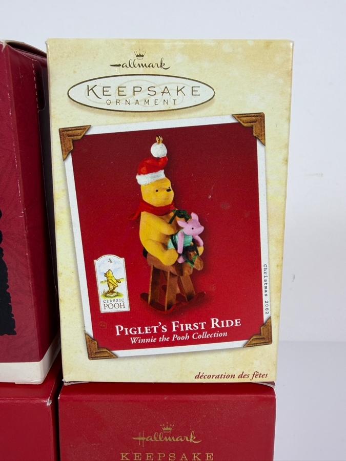 Just Added - Hallmark Keepsake Christmas Ornament Lot Of 4 1993 Looney Tunes Sylvester Tweety 2002 Pooh Piglets First Ride 2021 Rudolph Sledding Friends 2021 Muppets Kermits Holiday Hug New In Box [Photo 3]
