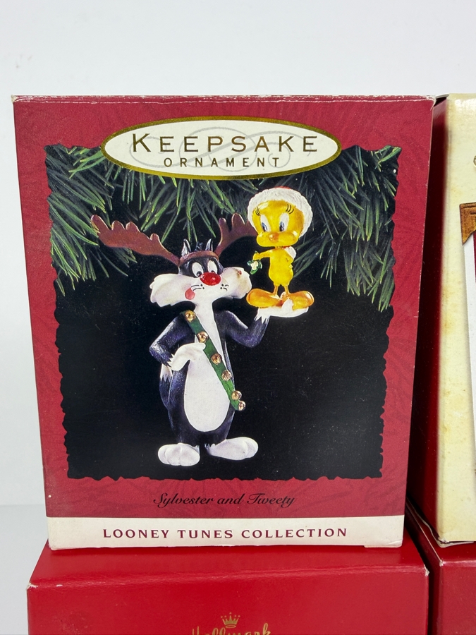 Just Added - Hallmark Keepsake Christmas Ornament Lot Of 4 1993 Looney Tunes Sylvester Tweety 2002 Pooh Piglets First Ride 2021 Rudolph Sledding Friends 2021 Muppets Kermits Holiday Hug New In Box [Photo 2]
