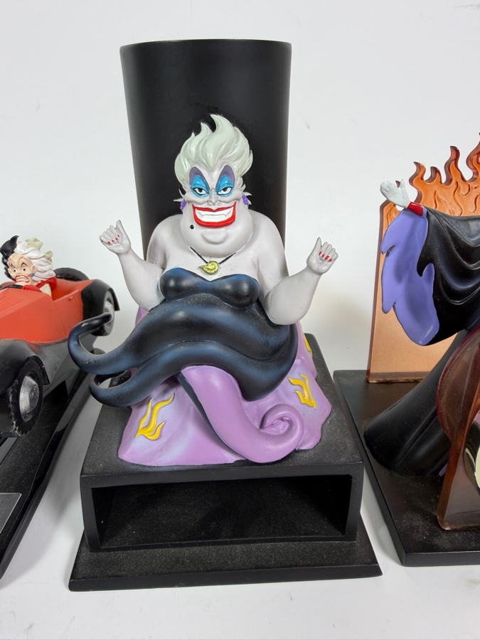 Just Added - Disney Catalog Store Exclusive Villains 4 Piece Hand Painted Sculpted Resin Desk Office Accessories Set Evil Queen Tape Dispenser Cruella Stapler Ursula Pen Pencil Holder Maleficent Clock 4' - 6'H [Photo 3]
