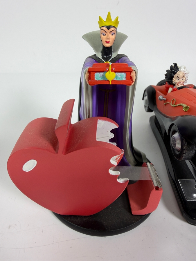 Just Added - Disney Catalog Store Exclusive Villains 4 Piece Hand Painted Sculpted Resin Desk Office Accessories Set Evil Queen Tape Dispenser Cruella Stapler Ursula Pen Pencil Holder Maleficent Clock 4' - 6'H [Photo 5]