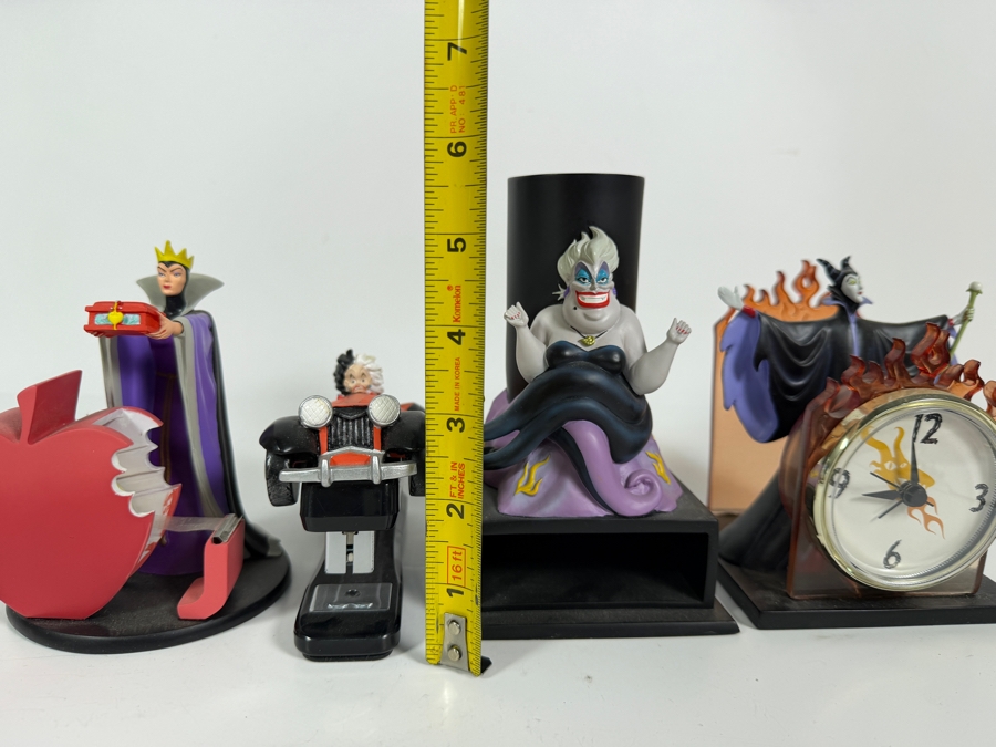 Just Added - Disney Catalog Store Exclusive Villains 4 Piece Hand Painted Sculpted Resin Desk Office Accessories Set Evil Queen Tape Dispenser Cruella Stapler Ursula Pen Pencil Holder Maleficent Clock 4' - 6'H [Photo 8]