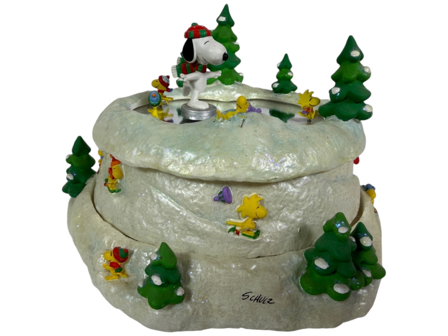 Just Added - 2002 Hallmark Peanuts Gallery Its Nice On The Ice Animated Musical Figurine Snoopy Woodstock Magnetic Moving Skating Mirror Pond Snow Scene Charles Schulz Numbered Edition
