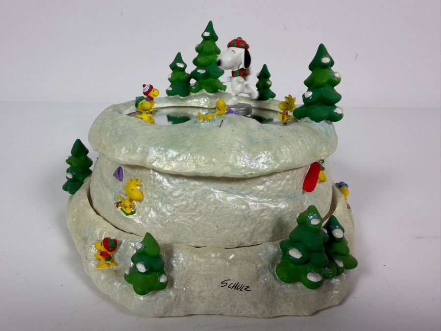 Just Added - 2002 Hallmark Peanuts Gallery Its Nice On The Ice Animated Musical Figurine Snoopy Woodstock Magnetic Moving Skating Mirror Pond Snow Scene Charles Schulz Numbered Edition [Photo 3]
