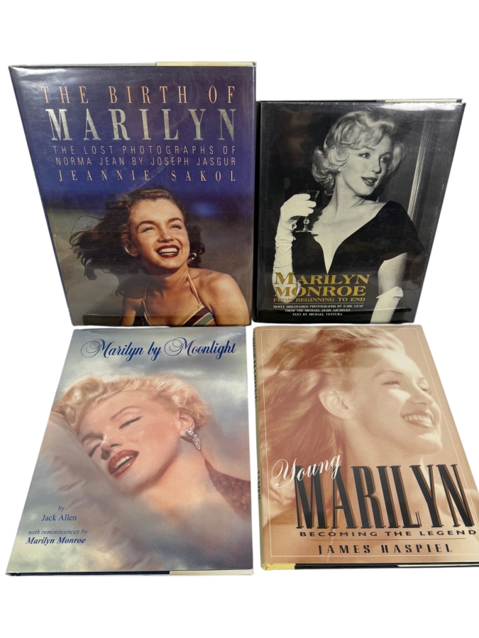 Just Added - Marilyn Monroe Hardcover Biography Picture Art Book Lot Of 4 The Birth Of Marilyn, Young Marilyn Becoming The Legend, From Beginning To End And Marilyn By Moonlight