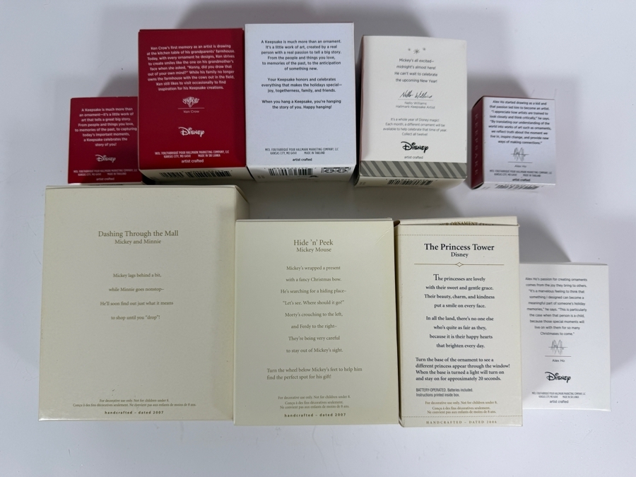 Just Added - New Hallmark Keepsake Disney Christmas Ornament Big Lot Of 9, Mickey Minnie, Princess Tower, Cinderella, King Mickey, Kingdom Hearts, Dashing Through The Mall, Hide N Peek, Pluto, Magic New In Box [Photo 12]
