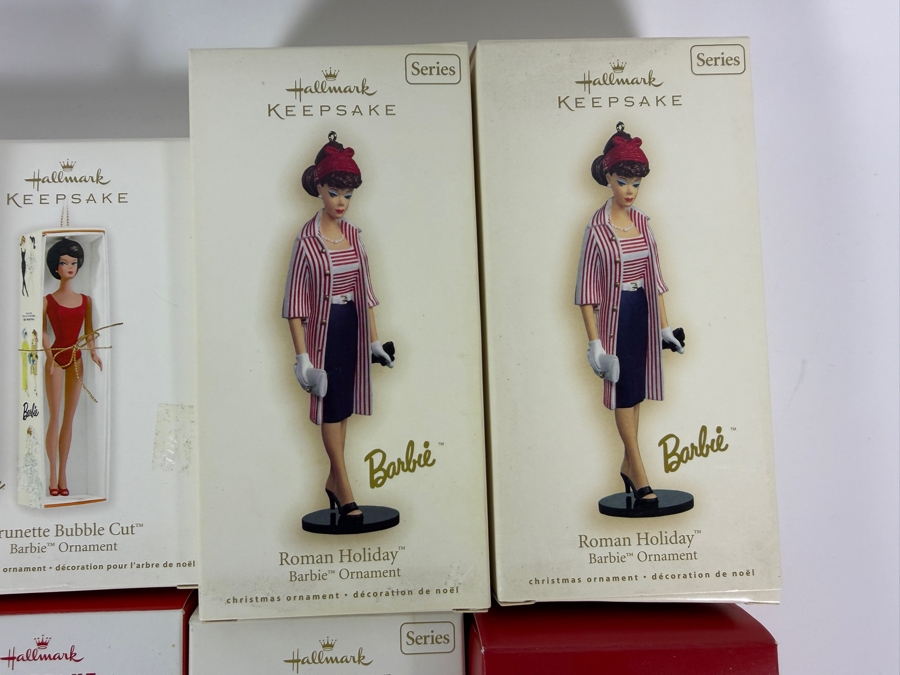 Just Added - New Hallmark Keepsake Vintage Fashion Barbie Christmas Ornament Big Lot Of 9, Friday Night Date, Roman Holiday, Brunette Bubble Cut, Fashion Pup, On The Avenue, Shopping, Matinee, Ballerina New In Box [Photo 2]