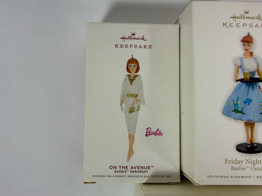 Just Added - New Hallmark Keepsake Vintage Fashion Barbie Christmas Ornament Big Lot Of 9, Friday Night Date, Roman Holiday, Brunette Bubble Cut, Fashion Pup, On The Avenue, Shopping, Matinee, Ballerina New In Box [Photo 4]