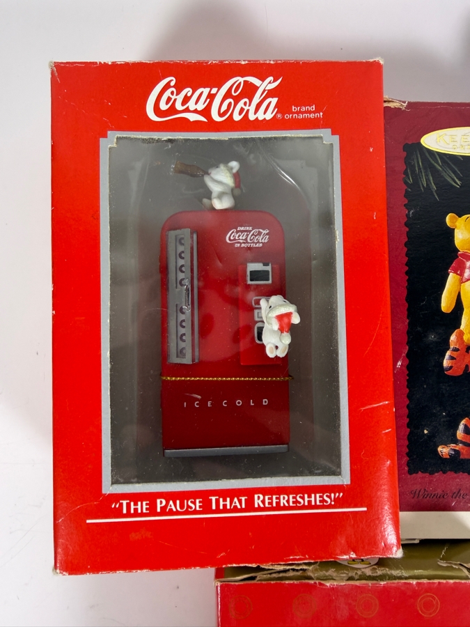 Just Added - New Vintage Christmas Ornament Lot Of 5, 1993 Coca Cola The Pause That Refreshes, 1995 Hallmark Winnie The Pooh Tigger, Enesco Enesco Disney Mickey Unlimited Mini, 1997 Mickey Merry Reindeer Ride, Garfield Christmas Lights New In Box [Photo 2]