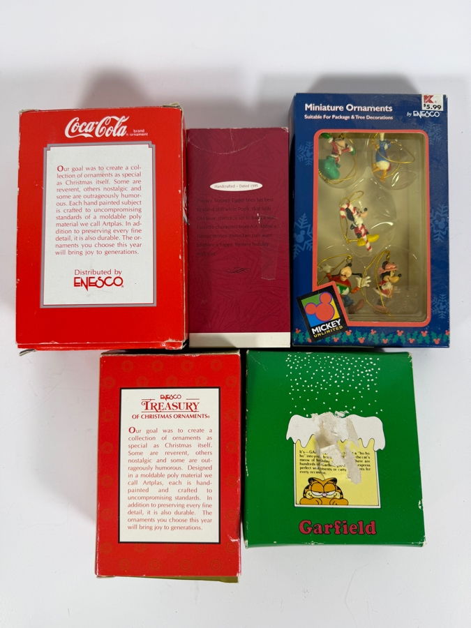 Just Added - New Vintage Christmas Ornament Lot Of 5, 1993 Coca Cola The Pause That Refreshes, 1995 Hallmark Winnie The Pooh Tigger, Enesco Enesco Disney Mickey Unlimited Mini, 1997 Mickey Merry Reindeer Ride, Garfield Christmas Lights New In Box [Photo 5]