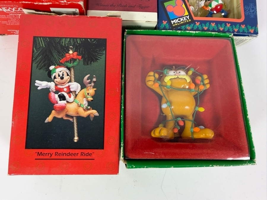 Just Added - New Vintage Christmas Ornament Lot Of 5, 1993 Coca Cola The Pause That Refreshes, 1995 Hallmark Winnie The Pooh Tigger, Enesco Enesco Disney Mickey Unlimited Mini, 1997 Mickey Merry Reindeer Ride, Garfield Christmas Lights New In Box [Photo 4]