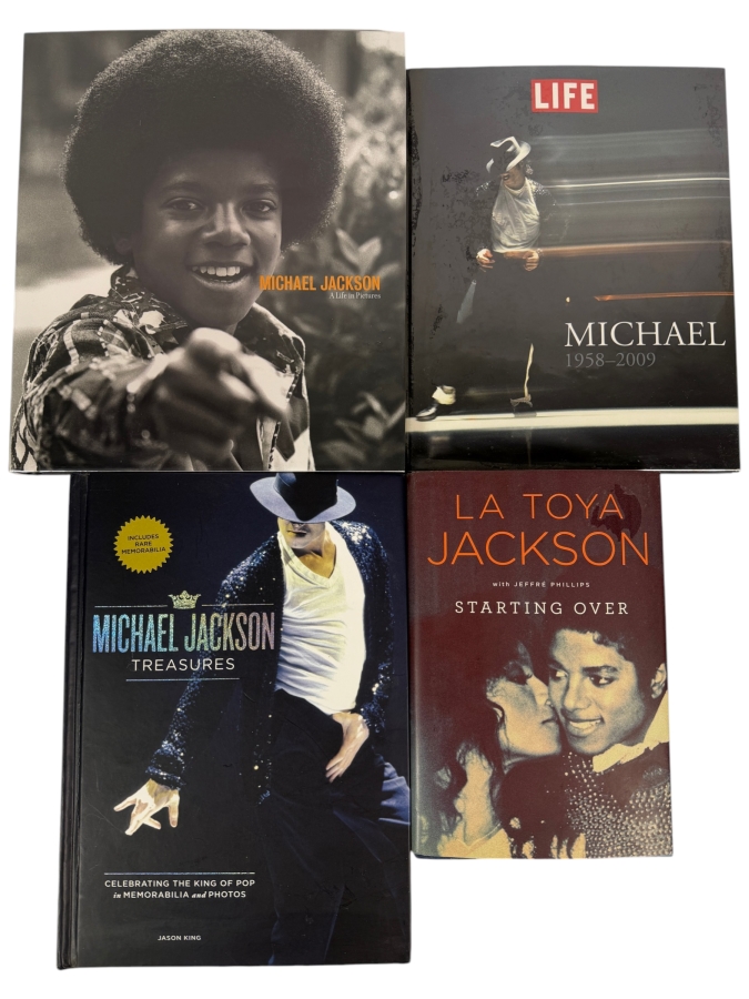 Just Added - Michael Jackson La Toya Jackson Book Lot Of 4, Michael Jackson A Life In Pictures, Life Magazine Michael 1958-2009, Michael Jackson Treasures Memorabilia Photos, Starting Over Biography Hardcover