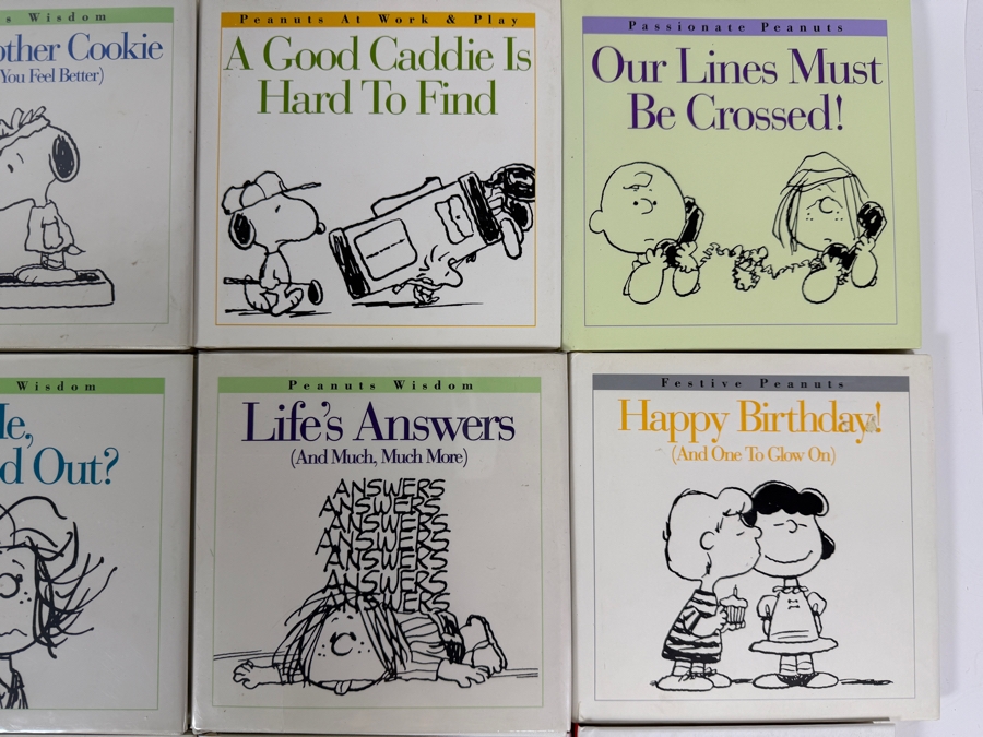Just Added - Vintage Peanuts Charlie Brown Miniature Gift Book Big Lot Of 12, Have Another Cookie, A Good Caddie Is Hard To Find, Our Lines Must Be Crossed, Me Stressed Out, Lifes Answers, Love Isnt Easy [Photo 3]