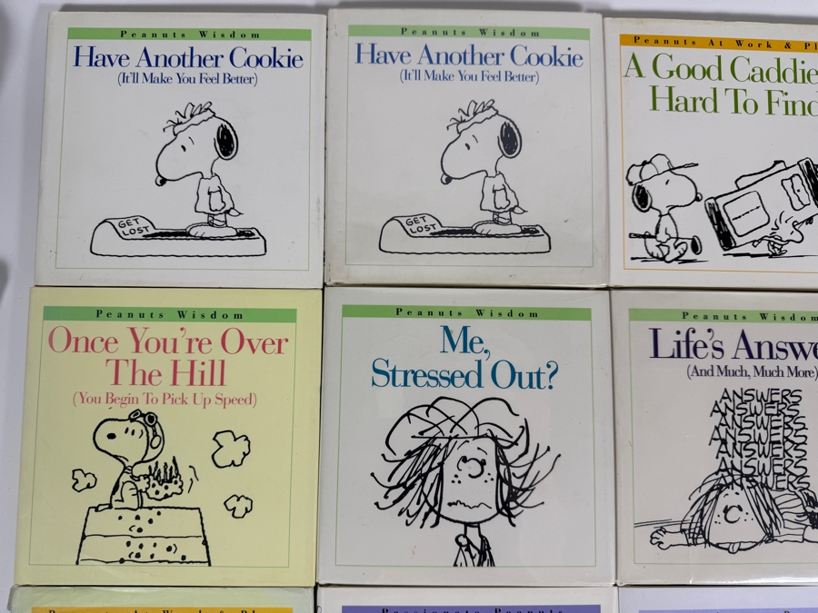 Just Added - Vintage Peanuts Charlie Brown Miniature Gift Book Big Lot Of 12, Have Another Cookie, A Good Caddie Is Hard To Find, Our Lines Must Be Crossed, Me Stressed Out, Lifes Answers, Love Isnt Easy [Photo 2]