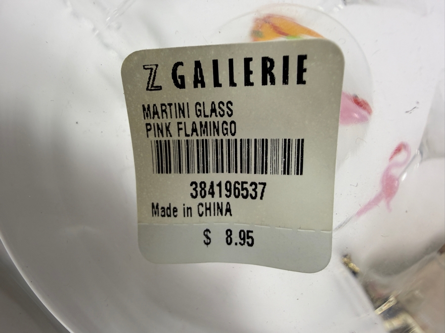 Just Added - Z Gallerie Novelty Art Glass Martini Glasses Featuring Sculpted Flamingo Fish And Balancing Seal Stems Set Of Six 9'H [Photo 6]