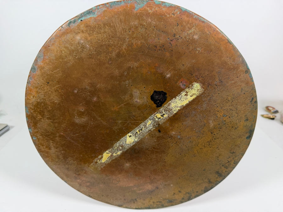 Just Added - Antique Hand Hammered Frisian Copper Nail Bucket With Dovetail Seams And Brass Ring Side Handles 13'W X 15'H [Photo 6]
