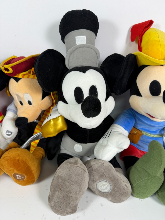 Just Added - Disney Store Mickey Mouse Memories Plush Collection Lot Of 4, January Marching Band, June Pirates Of The Caribbean, March Steamboat Willie, April Brave Little Tailor Limited Edition 22'H [Photo 5]