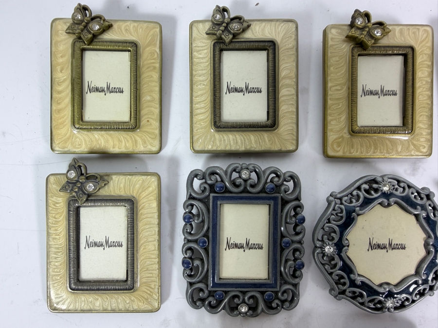 Just Added - Jay Strongwater For Neiman Marcus Miniature Jeweled Enamel Picture Frame And Place Card Holder Lot Of Ten 1.75'W X 2'H [Photo 2]