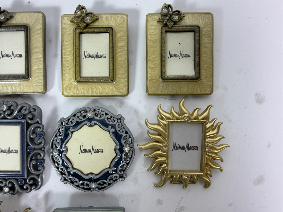Just Added - Jay Strongwater For Neiman Marcus Miniature Jeweled Enamel Picture Frame And Place Card Holder Lot Of Ten 1.75'W X 2'H [Photo 3]