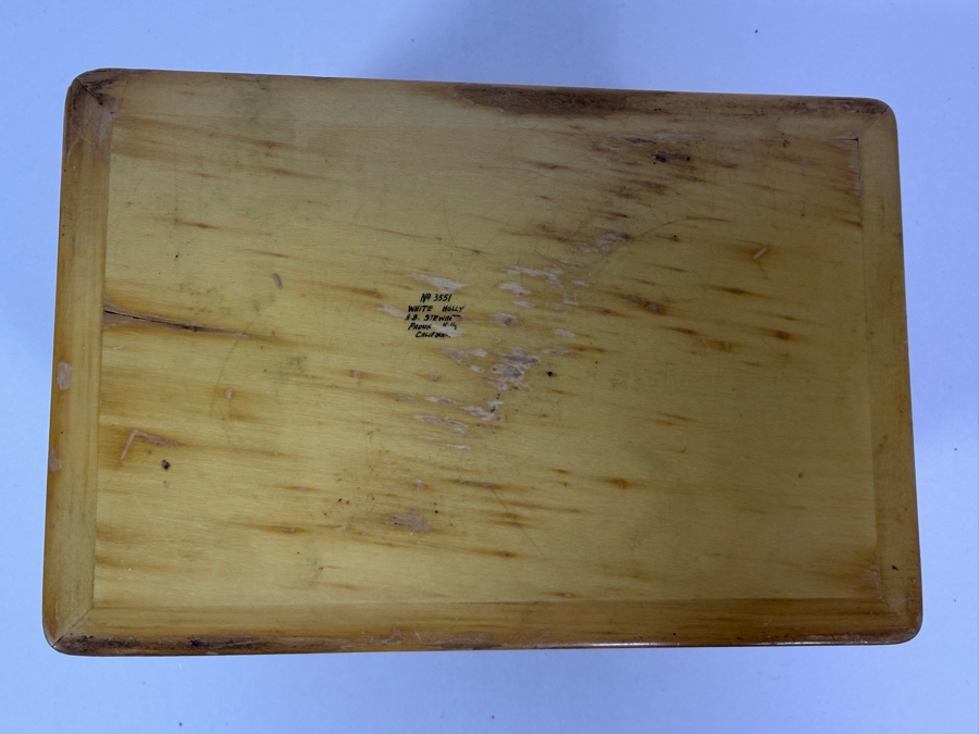 Just Added - Vintage Handcrafted White Holly Box By A. B. Stewart With Applied Hand Carved Buddha Inlay Medallion 5.5'W X 3.5'D X 2'H [Photo 5]