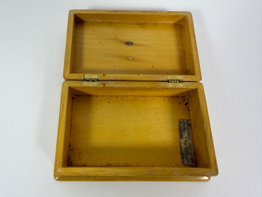 Just Added - Vintage Handcrafted White Holly Box By A. B. Stewart With Applied Hand Carved Buddha Inlay Medallion 5.5'W X 3.5'D X 2'H [Photo 4]