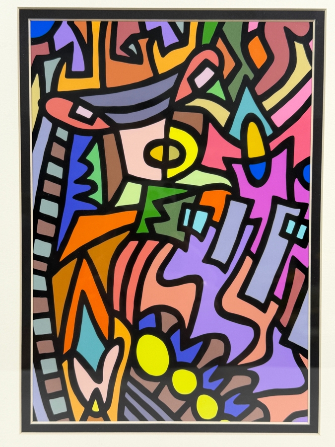 Just Added - Santos Orellana (B. 1974, American) Urban Pop Artwork Framed Print on Paper 'The Art Of Santos' Hand Signed On Verso 7' X 10' Framed 12.5' X 16' [Photo 2]