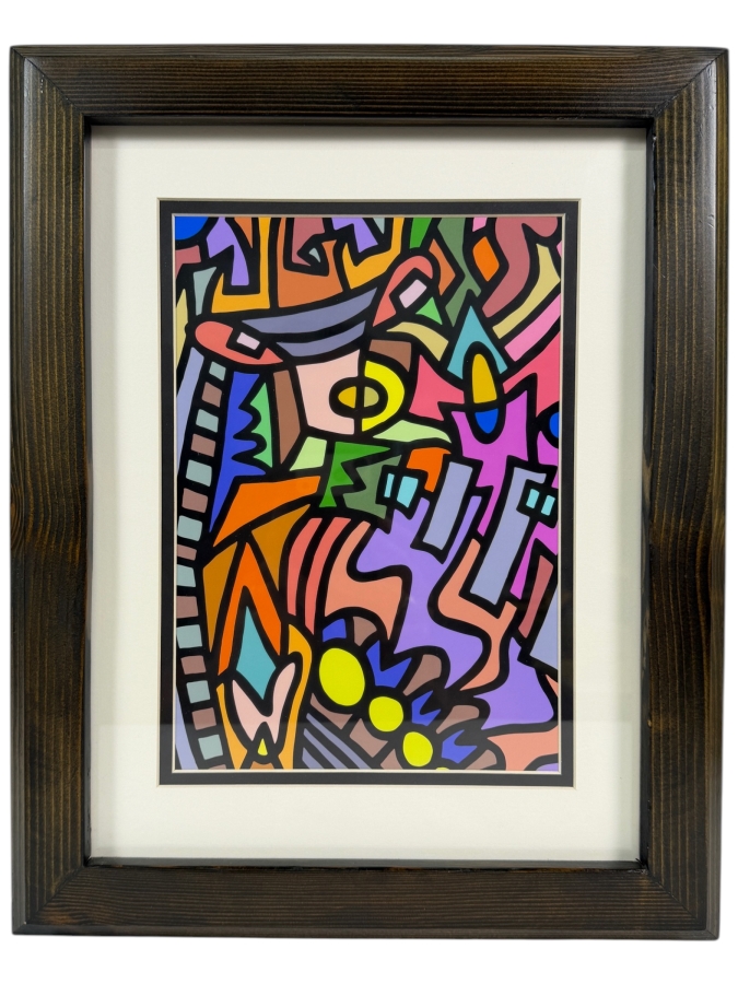 Just Added - Santos Orellana (B. 1974, American) Urban Pop Artwork Framed Print on Paper 'The Art Of Santos' Hand Signed On Verso 7' X 10' Framed 12.5' X 16'