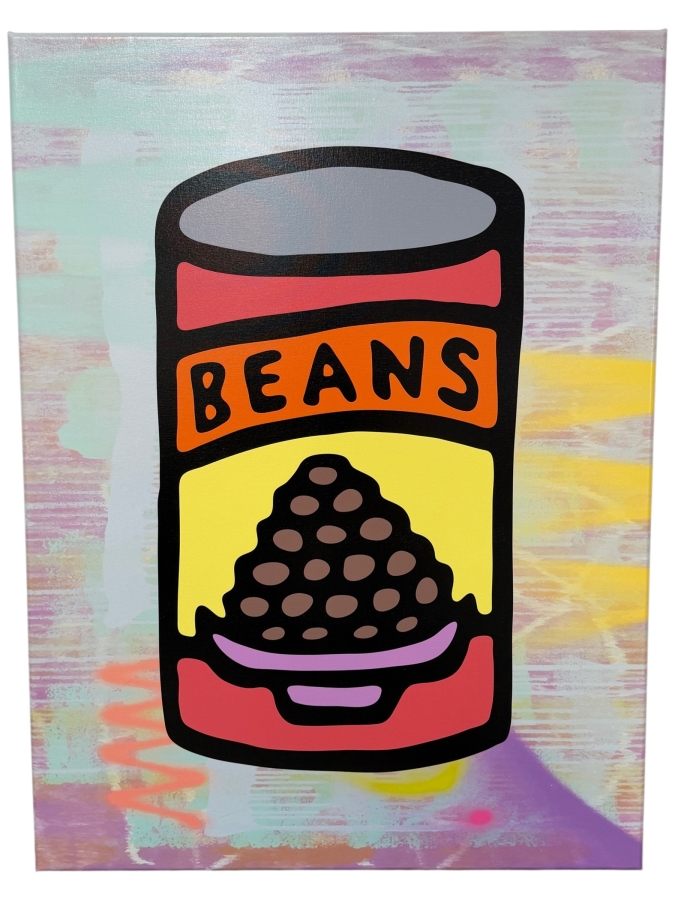 Just Added - Santos Orellana (B. 1974, American) Urban Pop Artwork Canvas 'BEANS' Print 'The Art Of Santos' Hand Signed On Side 36' X 48'