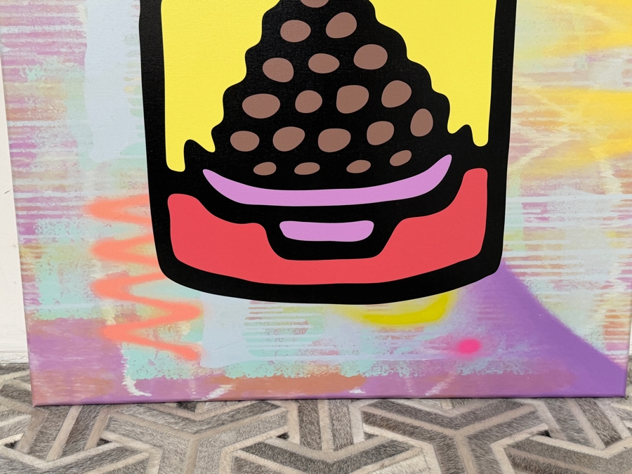 Just Added - Santos Orellana (B. 1974, American) Urban Pop Artwork Canvas 'BEANS' Print 'The Art Of Santos' Hand Signed On Side 36' X 48' [Photo 3]