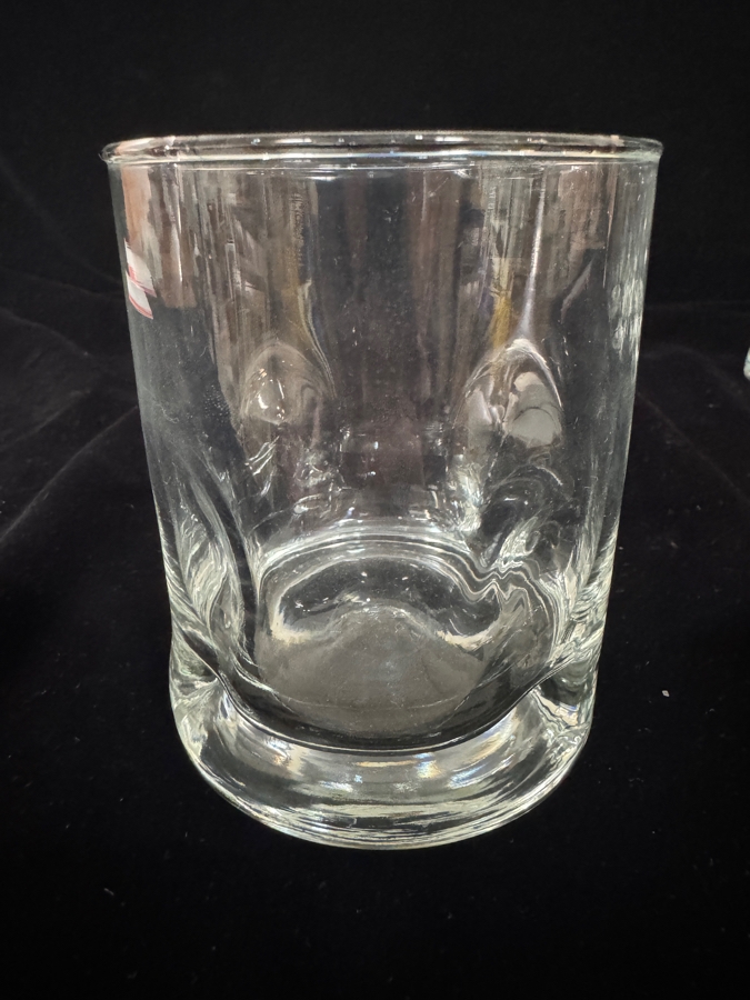 Just Added - Vintage Clear Glass Double Old Fashioned Tumbler 5 Piece Set, Mid Century Modern Thumbprint Dimple Pinch Gripper Heavy Base Whiskey Rocks Barware 4'H [Photo 3]