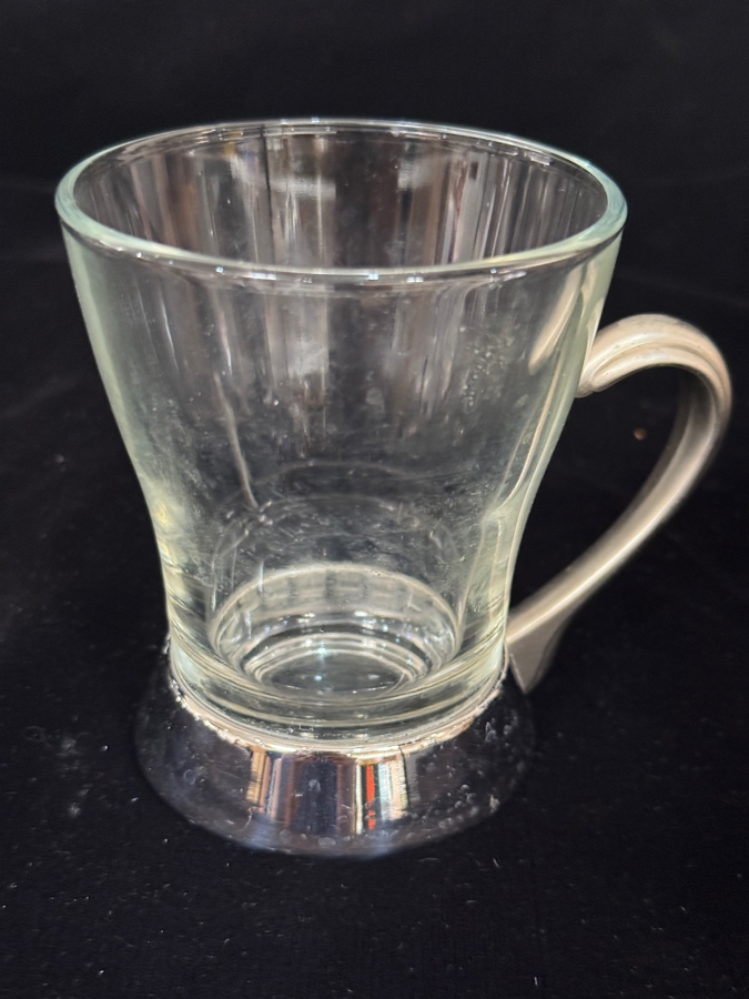 Just Added - Bormioli Rocco Italy Tempered Clear Glass Coffee Mug 6 Piece Set, Regent Inox Stainless Steel Removable Metal Handle Base, Heavy Bottomed Footed Cafe Espresso Tea Cup 3.75'H [Photo 3]