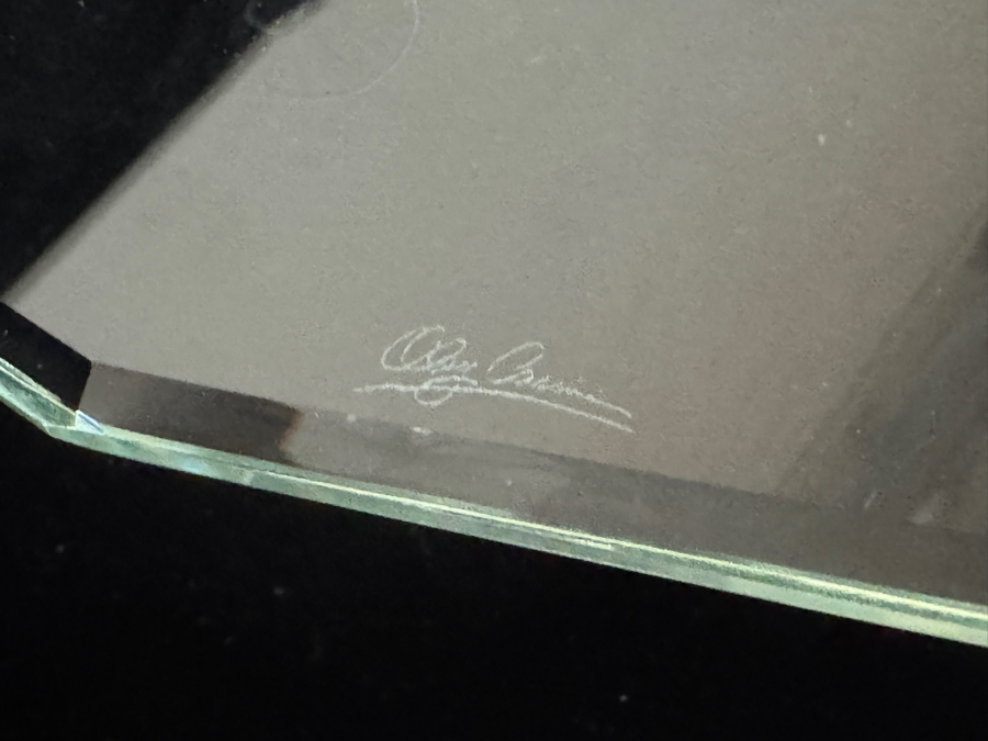Just Added - Oleg Cassini Crystal Diamond Flatware Cake Knife And Server 3 Piece Set, Octagonal Beveled Glass Pedestal Stand Stainless Steel Rhinestone Filled Handles with Original Boxes [Photo 4]