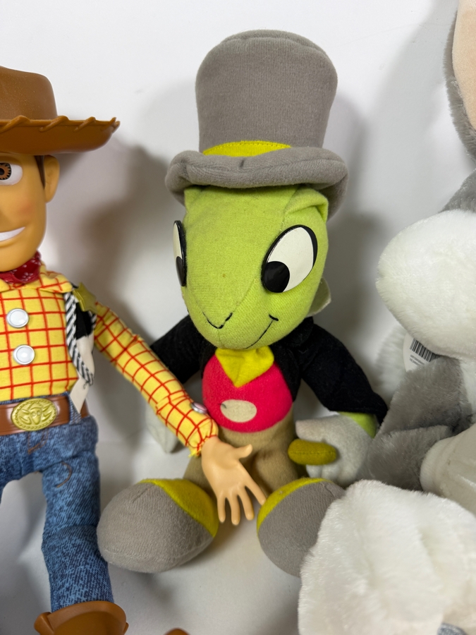 Just Added - (8) Plush Lot Featuring Ty Beanie Babies Spongebob Squarepants, Disney Toy Story Woody, Jiminy Cricket, Looney Tunes Bugs Bunny, Daffy Duck, 101 Dalmatians Cruella De Vil [Photo 6]