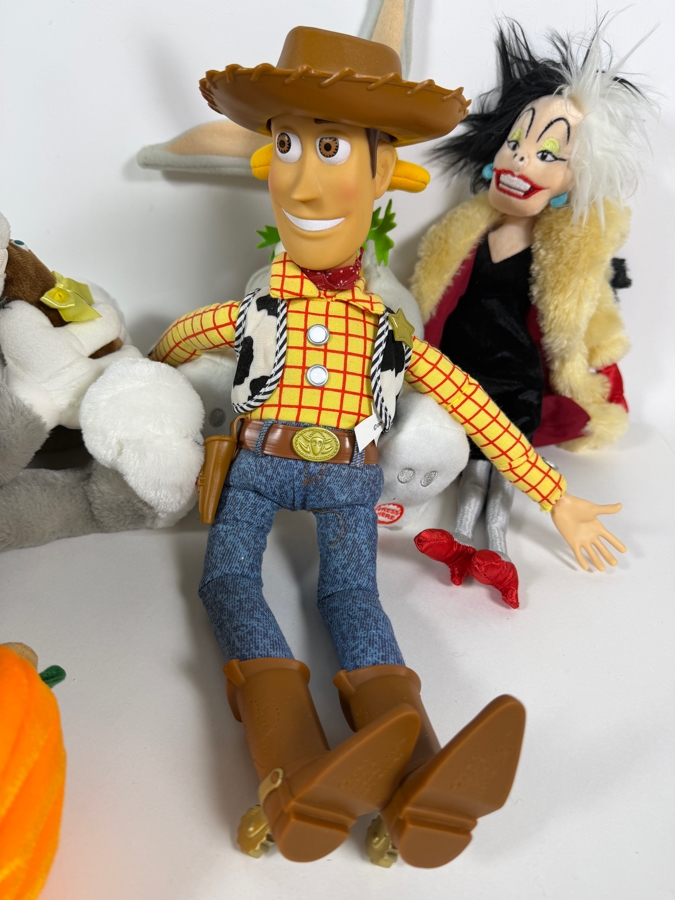 Just Added - (8) Plush Lot Featuring Ty Beanie Babies Spongebob Squarepants, Disney Toy Story Woody, Jiminy Cricket, Looney Tunes Bugs Bunny, Daffy Duck, 101 Dalmatians Cruella De Vil [Photo 8]