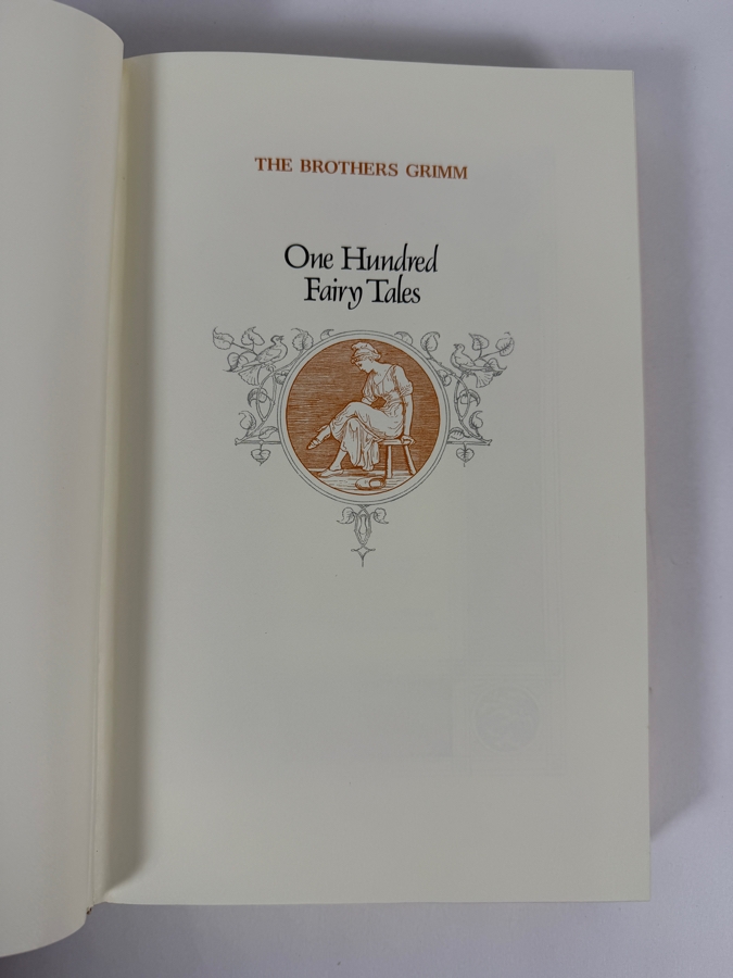 Just Added - The Brothers Grimm One Hundred Fairy Tales 1980 Franklin Library Collectors Edition, Full Gilt Red Faux Leather Binding Ornate Gold Scroll Accent Classic Book [Photo 2]