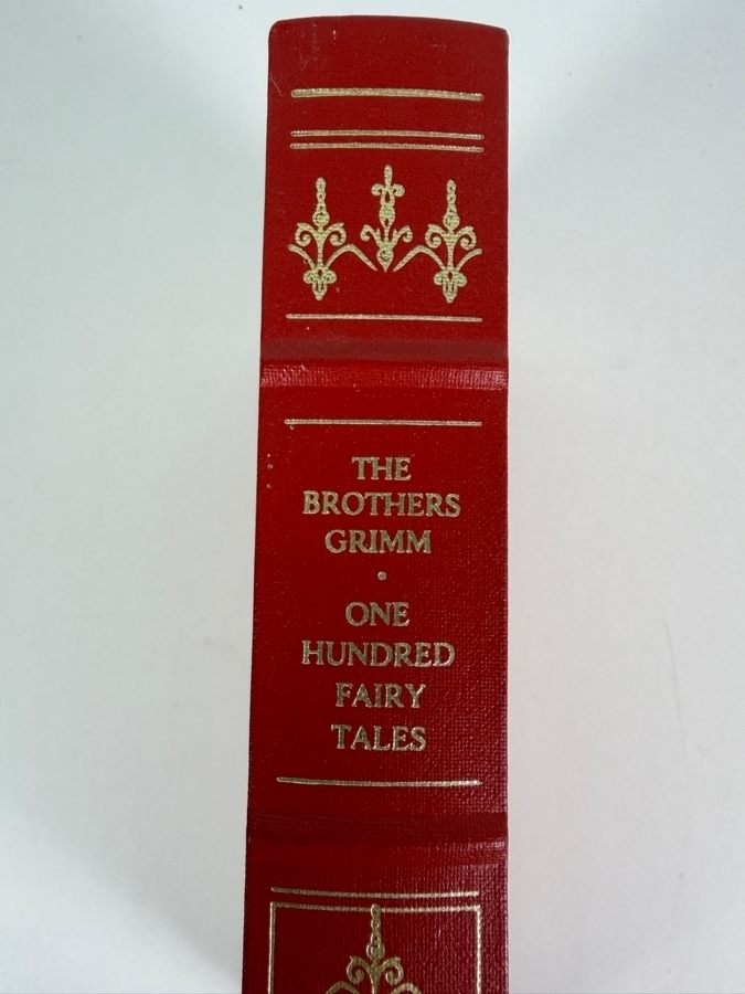 Just Added - The Brothers Grimm One Hundred Fairy Tales 1980 Franklin Library Collectors Edition, Full Gilt Red Faux Leather Binding Ornate Gold Scroll Accent Classic Book [Photo 6]