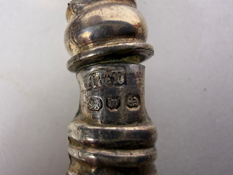 Just Added - Pair Of Antique English Victorian Sterling Silver Handled Nutcrackers, Hilliard And Thomason H And T Makers Mark, Birmingham Assay Office Lion Passant [Photo 4]