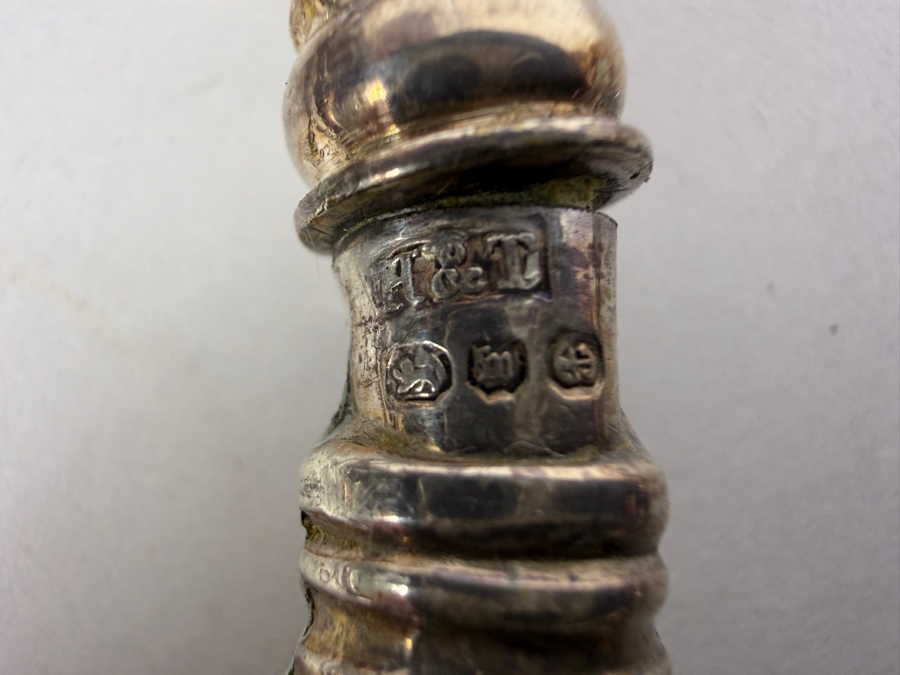 Just Added - Pair Of Antique English Victorian Sterling Silver Handled Nutcrackers, Hilliard And Thomason H And T Makers Mark, Birmingham Assay Office Lion Passant [Photo 3]