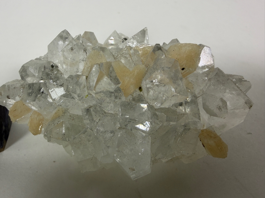 Just Added - Polished Blue Sodalite Six Sided Generator Point Crystal Standing Tower Specimen And Raw Natural Clear Cluster Crystal 3'H [Photo 2]