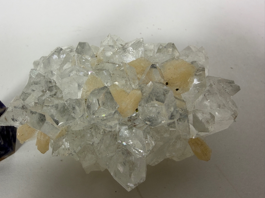 Just Added - Polished Blue Sodalite Six Sided Generator Point Crystal Standing Tower Specimen And Raw Natural Clear Cluster Crystal 3'H [Photo 3]