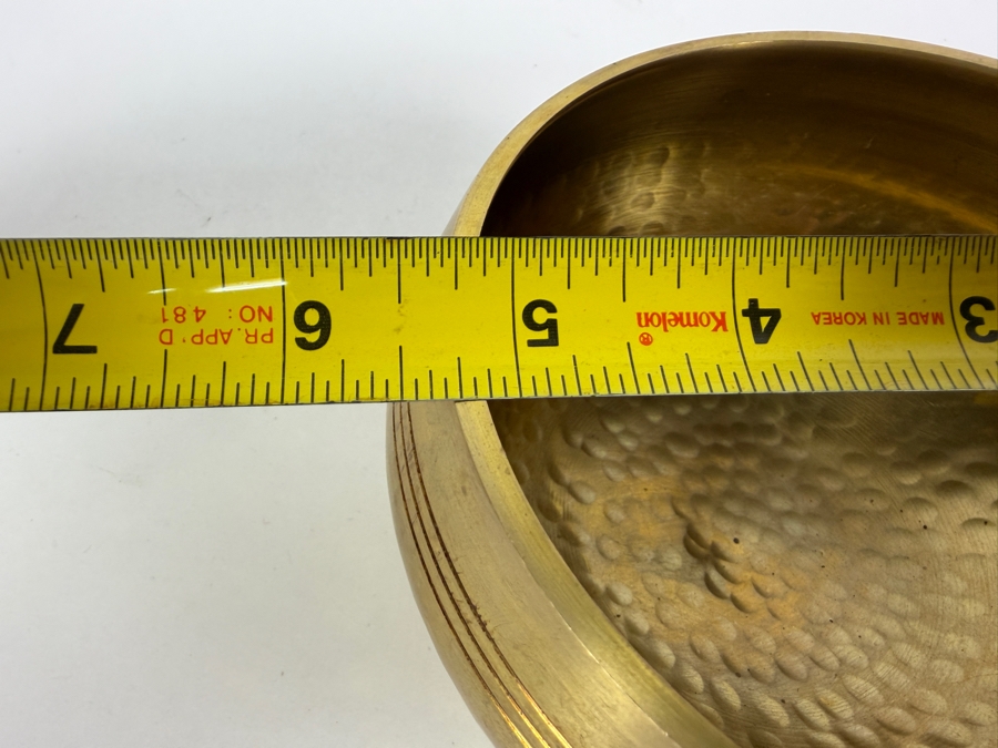 Just Added - Handmade Tibetan Singing Bowl Brass Bronze Bell, 2 Piece Wooden Striker Mallet Pestle Set 5.25'W [Photo 5]